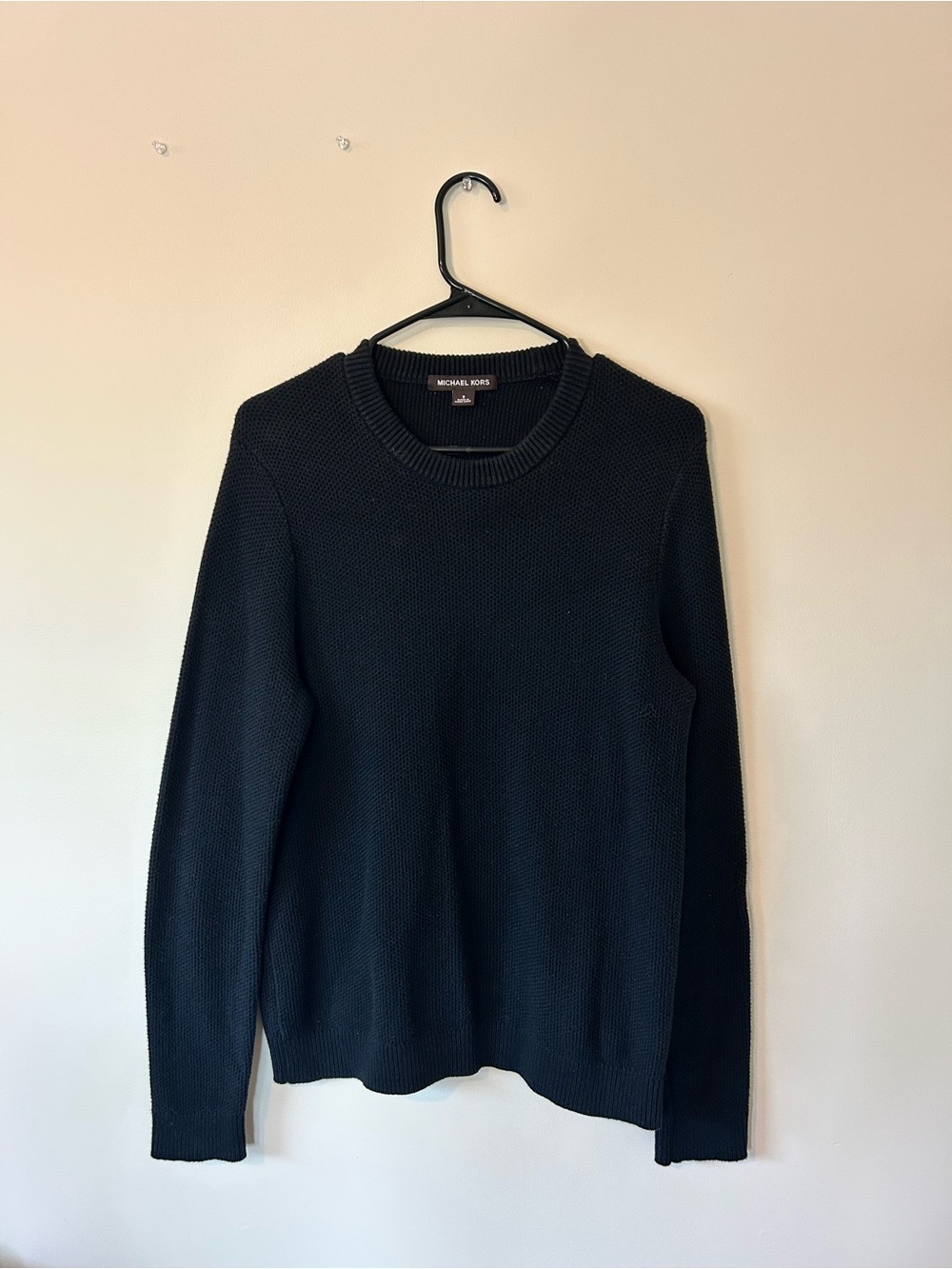 Michael Kors Men's Black Crewneck Textured Knit Sweater
